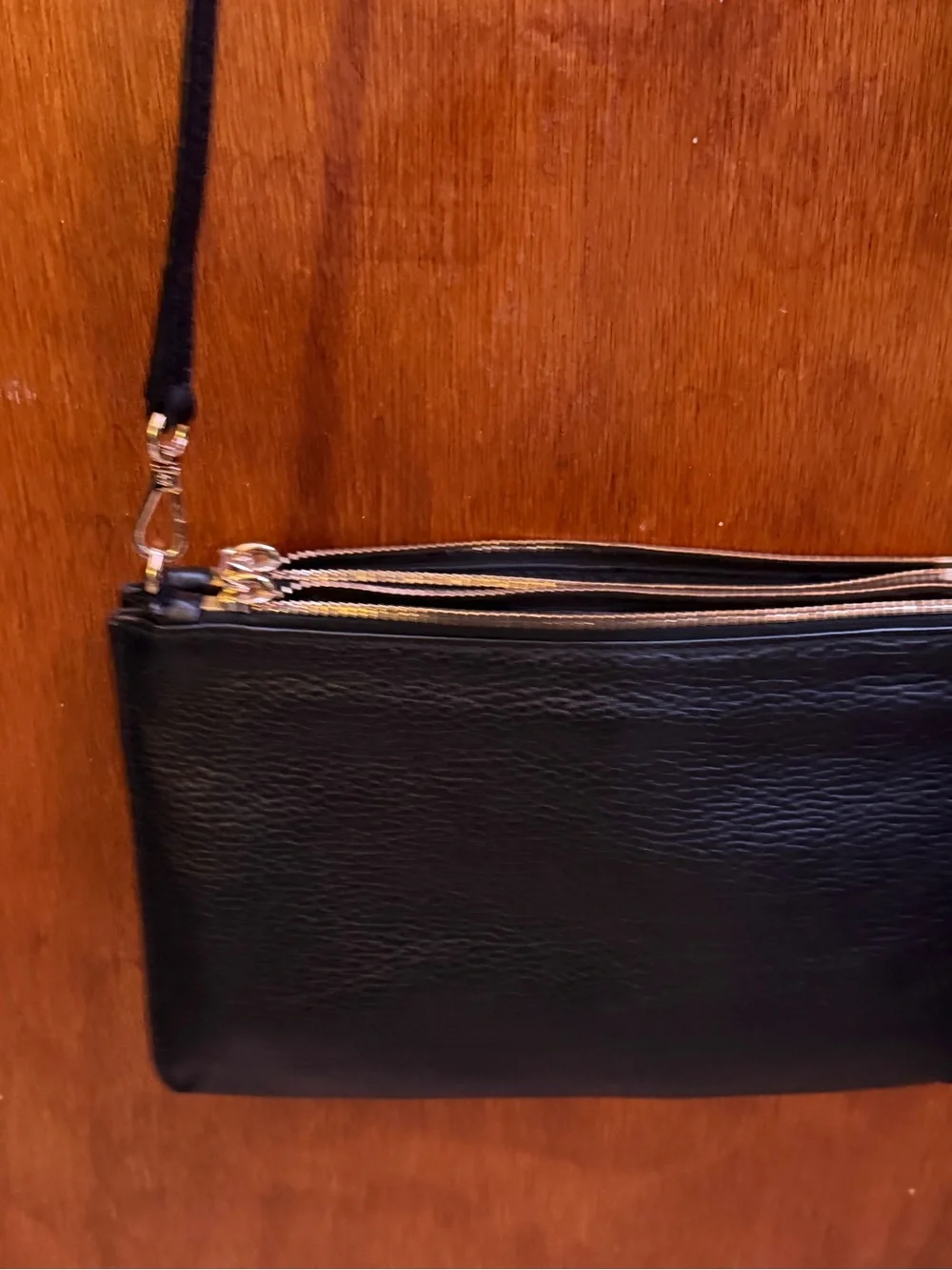 Michael Kors Black Leather Wristlet with Gold Hardware